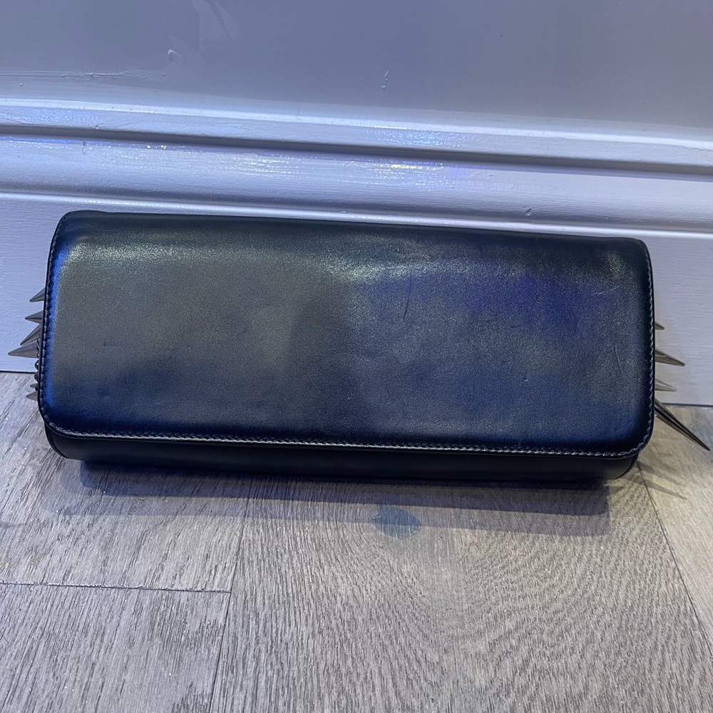 Christian Louboutin Marquise Black Leather Spiked Clutch Bag